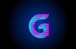 g ícone do logotipo da letra do alfabeto azul rosa para o projeto da empresa. conceito de linha ondulada para identidade corporativa vetor