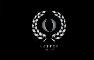 metal cinza prata o ícone do logotipo da letra do alfabeto com design floral para empresa e negócios vetor