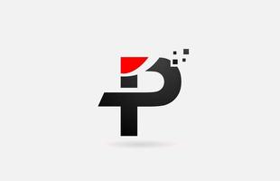 Ícone do logotipo da letra p para negócios e empresa com design simples de pontos preto e branco vetor