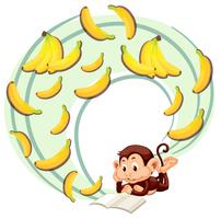 Macaco lendo sobre banana vetor