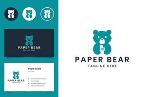 design do logotipo do espaço negativo do urso de papel vetor