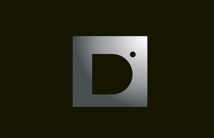 logotipo de letra do alfabeto d metal cinza para empresa e negócios com design quadrado. template metálico para identidade corporativa vetor