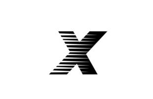 listras de linha x ícone do logotipo de letra do alfabeto para negócios e empresa. design simples de letras em preto e branco para identidade vetor