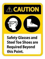 óculos de segurança e sapatos com biqueira de aço são necessários para além deste ponto vetor