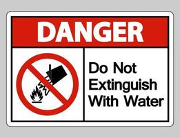 o perigo não se extingue com o sinal do símbolo de água no fundo branco vetor