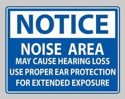 observe o sinal ppe, a área de ruído pode causar perda de audição, use proteção auditiva adequada para exposição prolongada vetor