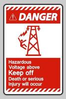 perigo de tensão perigosa acima de impedir a entrada de morte ou ferimentos graves ocorrerão símbolo de sinal vetor