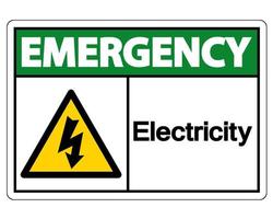 Sinal do símbolo da eletricidade de emergência no fundo branco vetor