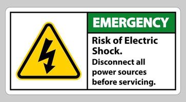 risco de emergência de choque elétrico símbolo de sinal isolado em fundo branco vetor