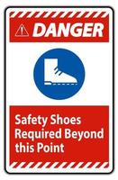 sinal de perigo, sapatos de segurança necessários além deste ponto vetor