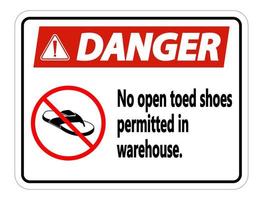 perigo nenhum sinal de sapato aberto no fundo branco vetor