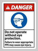 sinal de perigo não entre sem usar proteção para os olhos, podem ocorrer danos à visão vetor