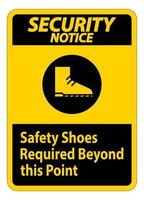 sinal de aviso de segurança sapatos de segurança necessários além deste ponto vetor