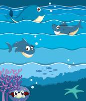 Animais marinhos sob o oceano vetor