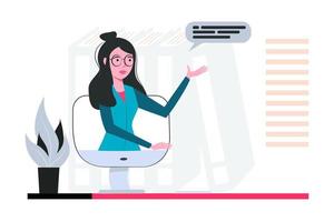 cursos on-line para lição site homepage ilustração vetorial plana pessoa aprender conceito virtual. desenvolvimento de conhecimento moderno usando webinar de ensino de treinamento pela Internet e serviço de aulas à distância. vetor