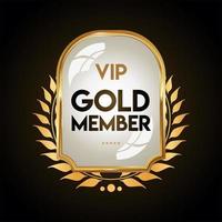 emblema dourado vip golden member retro design vetor