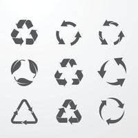 reciclar coleção de ícones. definir sinais de reciclagem. reciclar símbolo de reciclagem.
