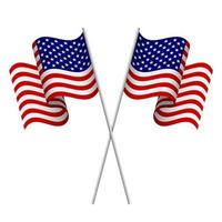 duas bandeiras americanas 3d vetor