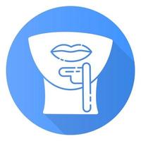ícone de glifo de sombra longa design plano azul com cera de queixo vetor