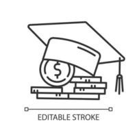 ícone linear de empréstimo de estudante vetor