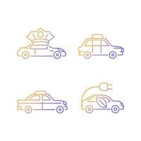 conjunto de ícones de vetor linear gradiente de reserva de táxi