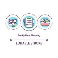 ícone do conceito de planejamento de refeição em família vetor