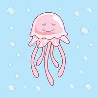 desenhos animados de ilustrações fofas de medusas vetor