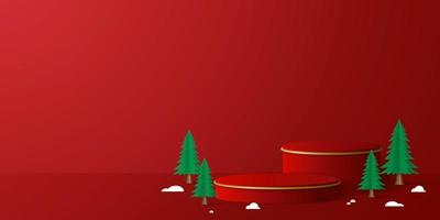 banner de natal do pódio 3d geométrico para publicidade de produtos vetor