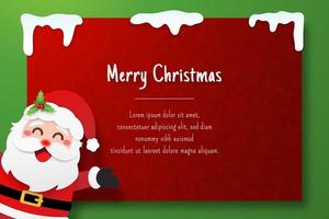 Papai Noel com cartão postal de natal, feliz natal e feliz ano novo vetor