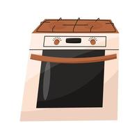 fogão elétrico isolado no fundo branco. eletrodomésticos para cozinha, forno em estilo desenhado à mão plana, ilustração vetorial. vetor