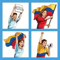 colombianos protestando vetor