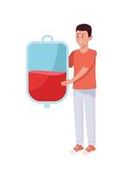 doador com bolsa de sangue vetor