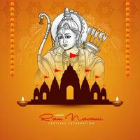 feliz RAM navami tradicional hindu festival cartão Projeto vetor