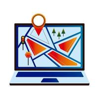 tecnologia de serviço de entrega online com laptop e pino de localização vetor