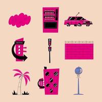 conjunto de ícones rosa urbano e urbano vetor
