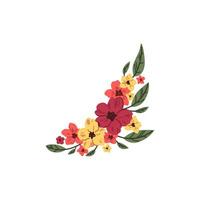 conjunto do lindo vermelho amarelo e Rosa flores arranjo com verde folhas isolado vetor em branco fundo. colorida floral elemento para casamento, cumprimento cartão Projeto ou gráfico decoração.
