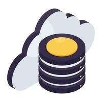 um ícone de design exclusivo do banco de dados em nuvem vetor