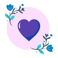 uma roxa coração cercado de azul flores vetor