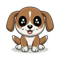 ai gerado fofa cachorro plano vetor ilustração, cachorro vetor personagem Projeto