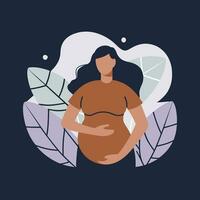 ai gerado grávida mulher plano ilustração, mãe e bebê vetor