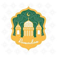 moldura de celebração ramadan kareen com mesquita dourada vetor