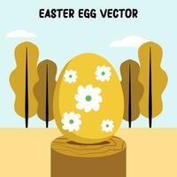Páscoa ovos ilustração plano vetor dentro amarelo com flores