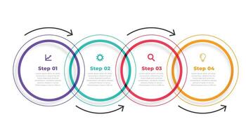 cinco passos direcional circular infográfico modelo vetor