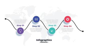 Linha do tempo infografia com quatro passos vetor