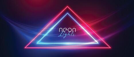 abstrato néon triângulo com onda luzes bandeira vetor