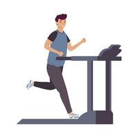 homem atlético correndo em máquina de fitness estilo de vida vetor