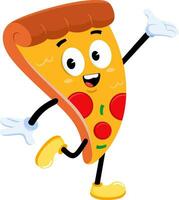 engraçado pizza fatia retro desenho animado personagem acenando. vetor ilustração plano Projeto