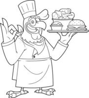 delineado chefe de cozinha frango galo desenho animado personagem presente melhor velozes Comida vetor