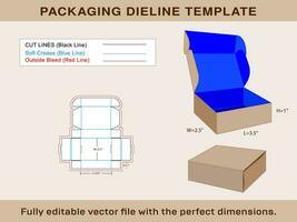 mailer caixa, presente caixa, armazenamento caixa dieline modelo e 3d caixa, vetor