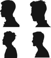 coleção do diferente homem cabeça silhueta. homem lado face. isolado em branco fundo vetor